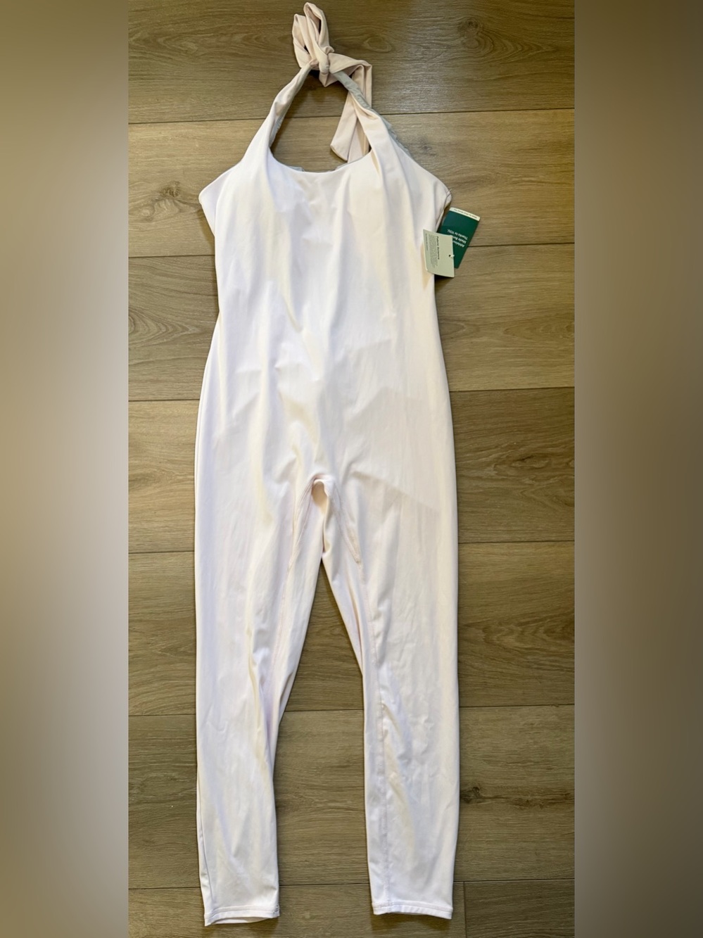HALARA SoftlyZero Airy Halter Tie-Back Cut-Out Scrunch Jumpsuit NWT